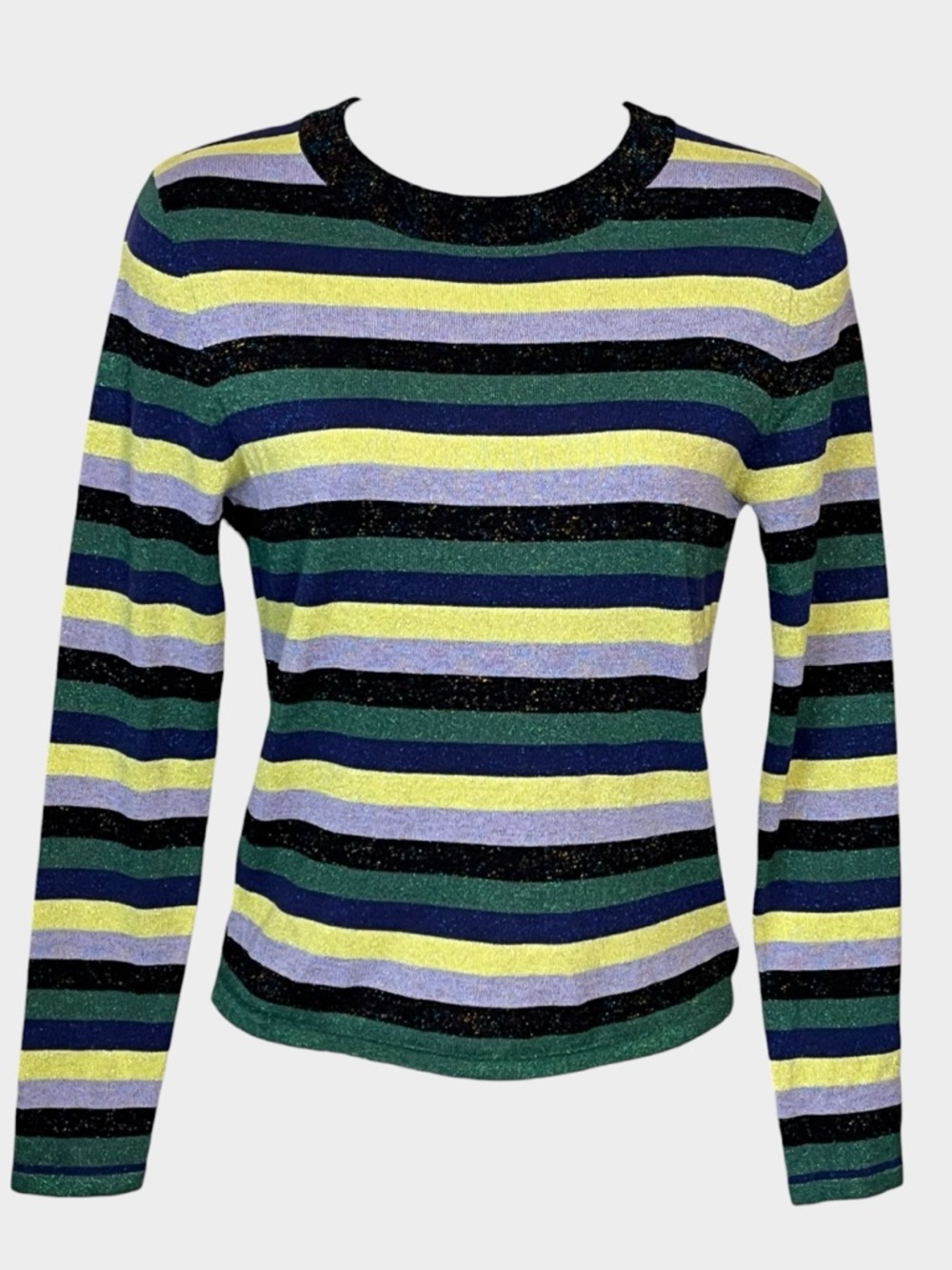 DAYDREAMER Metallic Stripe Long Sleeve Knit Sweater Multicolor Size Medium